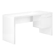 MONARCH SPECIALTIES Computer Desk, Home Office, Laptop, Storage Drawers, 60"L, Work, Laminate, Glossy White I 7581